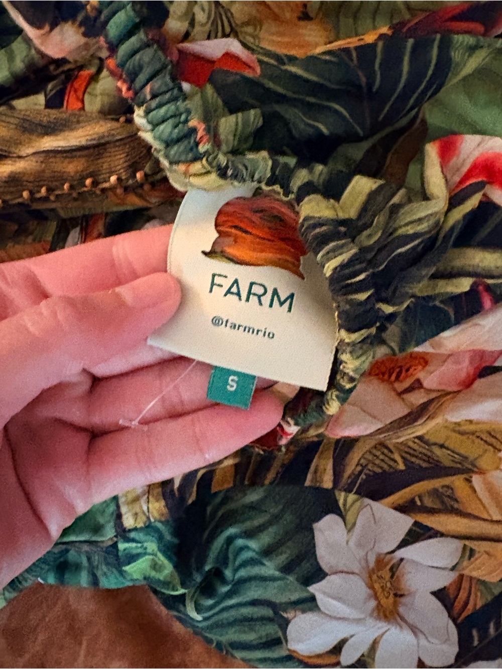 Farm Rio Botanical Forest Ruffled Strap Dress Size Small - Picture 5 of 5